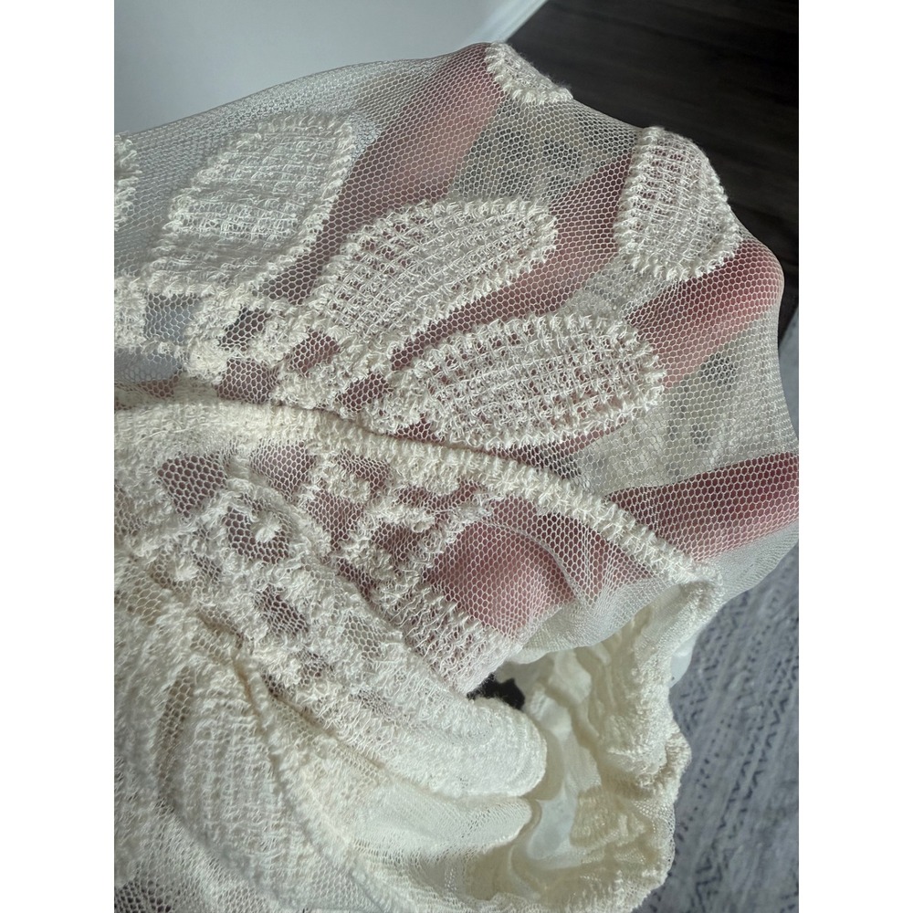 Rebellion Lace Kimono Cardigan Ivory Embroidered Duster Boho Cover-Up Size Small - Picture 9 of 11